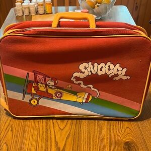 Snoopy Red and Yellow Vintage Suitcase